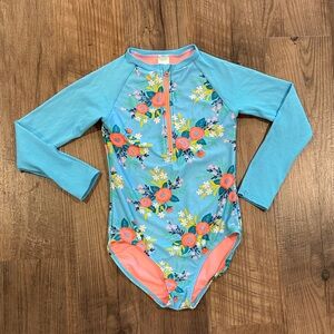 Cat & Jack Floral Long Sleeve Swimsuit size 7/8